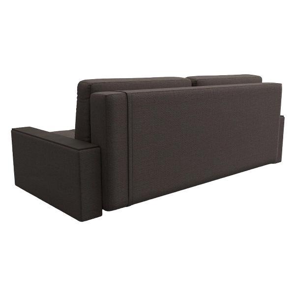 Диван Лига Диванов с декором Лига-096 НПБ (полностью рогожка Амур 05 коричневый, вставка экокожа бежевый)