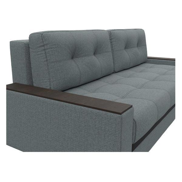 Диван Лига Диванов с декором Лига-096 НПБ (полностью рогожка Амур 07 серый, вставка экокожа черный)