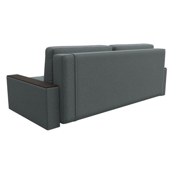 Диван Лига Диванов с декором Лига-096 НПБ (полностью рогожка Амур 07 серый, вставка экокожа черный)