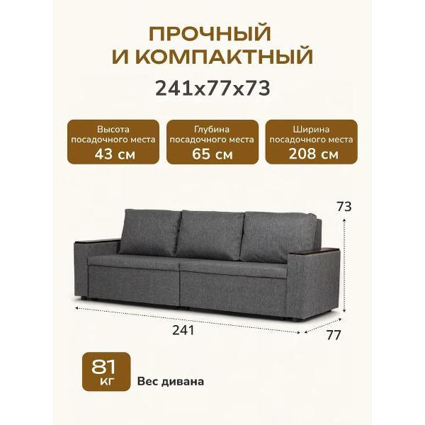 Диван Divan24 Орландо, темно-серый (Модерно 02)