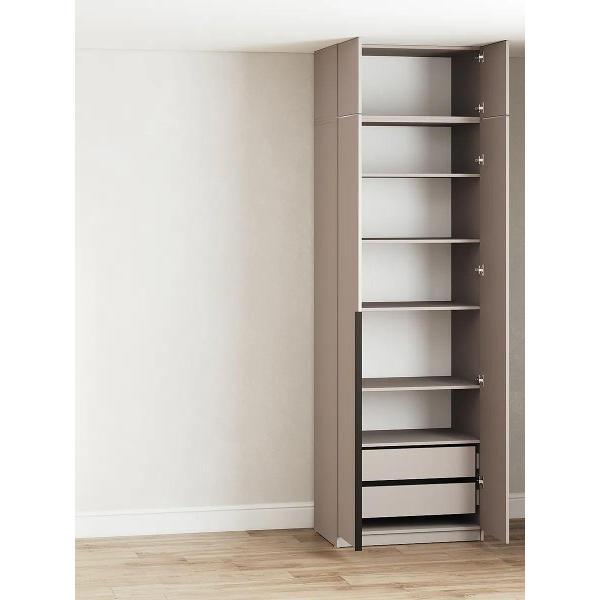 Шкаф Правила мебели Сеул 2 двери, с полками, с ящиками, с антресолью, 80.1х50.6х260 см, Меланж