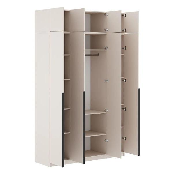 Шкаф Правила мебели Сеул 4 двери, с полками, со штангой для одежды, с антресолью, 160.1х50.6х260 см, Меланж