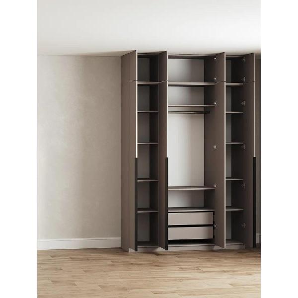 Шкаф Правила мебели Сеул 4 двери, с полками, со штангой для одежды, с ящиками, с антресолью, 160.1х50.6х260 см, Меланж