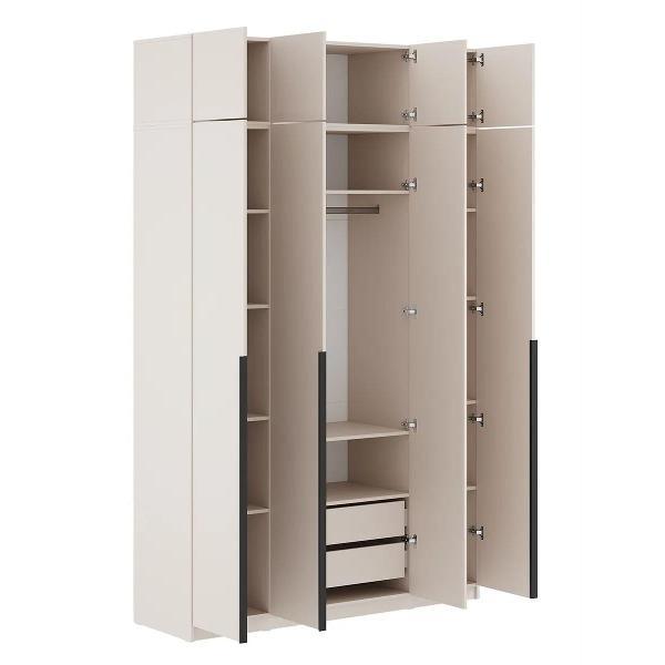 Шкаф Правила мебели Сеул 4 двери, с полками, со штангой для одежды, с ящиками, с антресолью, 160.1х50.6х260 см, Меланж