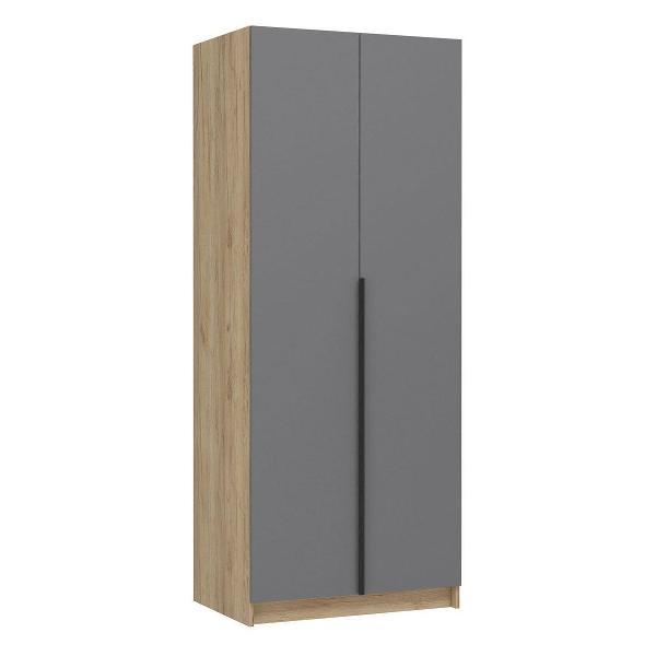 Шкаф Правила мебели Рейми со штангой, с полками, с ящиками, 80х55х200 см, Дуб Крафт золотой / Графит серый