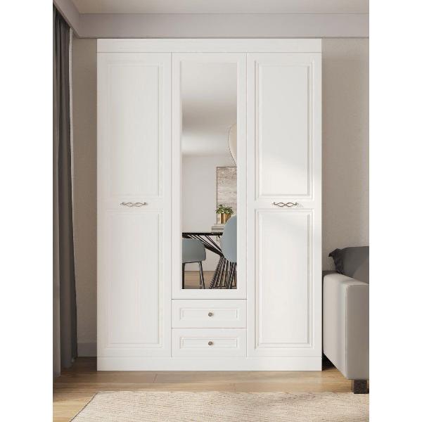 Шкаф Правила мебели Аврора с зеркалом, с полками, с ящиками, штангой