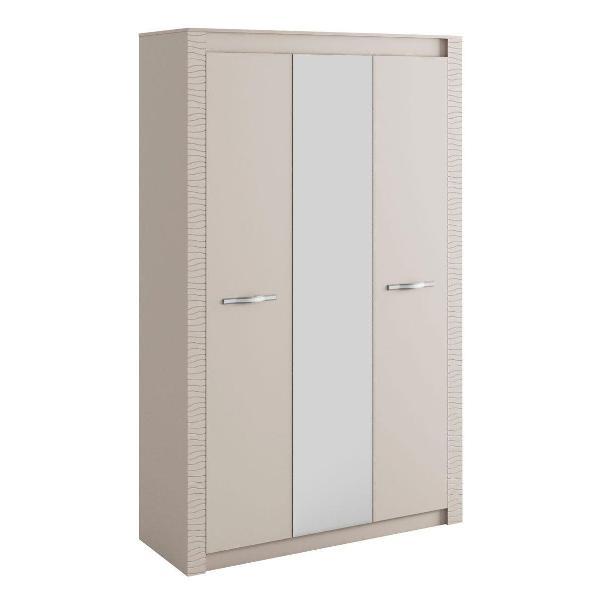 Шкаф Правила мебели Далия трехдверный, с зеркалом, с полками, со штангой, 136х51х220 см, Кашемир