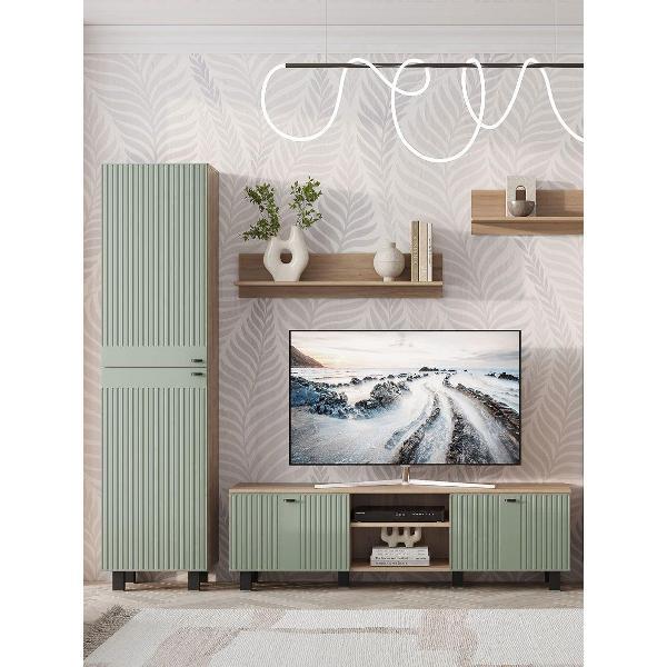 Шкаф Правила мебели Олива с полками, 50х37.2х201.5 см, Дуб Каньон / Эвкалипт софт