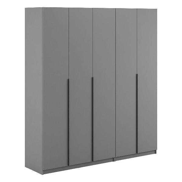 Шкаф Правила мебели Сеул с полками, с ящиками, со штангой, с доводчиками, 200.2х50.6х221.6 см, Графит