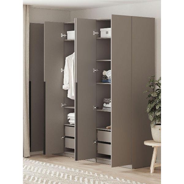 Шкаф Правила мебели Сеул с полками, с ящиками, со штангой, с доводчиками, 200.2х50.6х221.6 см, Меланж