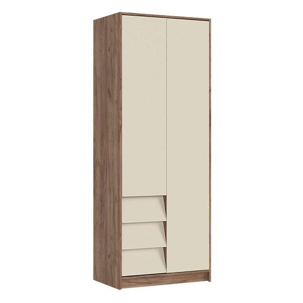 Шкаф Правила мебели Рейн 2 двери с полками, с ящиками, со штангой, 80х50х210 см, Дуб Крафт табачный / Кашемир