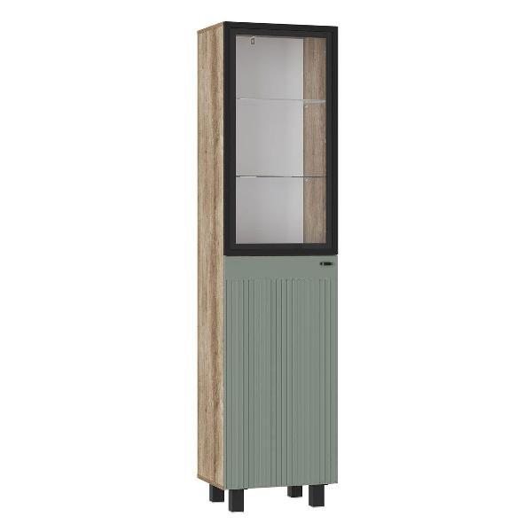 Шкаф Правила мебели Олива с полками, 50.2х37.7х201.6 см, Дуб Каньон / Эвкалипт софт