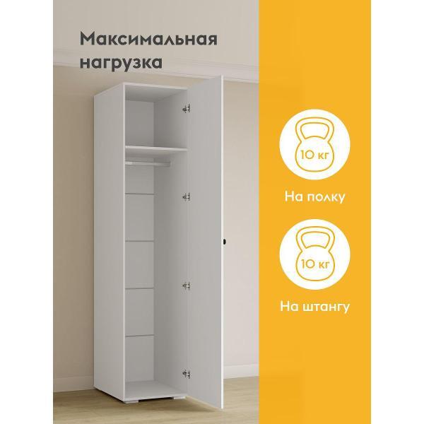 Шкаф Правила мебели Ария с полкой, со штангой, 50.2х61х217.6 см, Белый