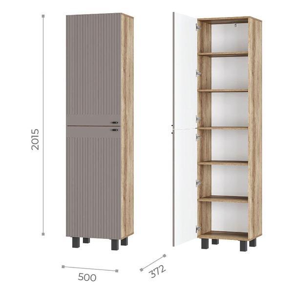 Шкаф Правила мебели Олива с полками, 50х37.2х201.5 см, Дуб Каньон / Муссон софт