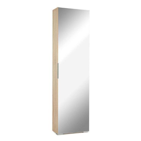 Обувница Правила мебели Орлеано с зеркалом, с полками, 50х22х184 см, Дуб