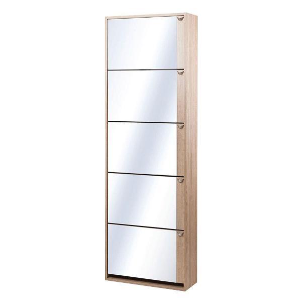 Обувница Правила мебели Комфорт К-5з с зеркалом, 60х23х182 см, Дуб Сонома