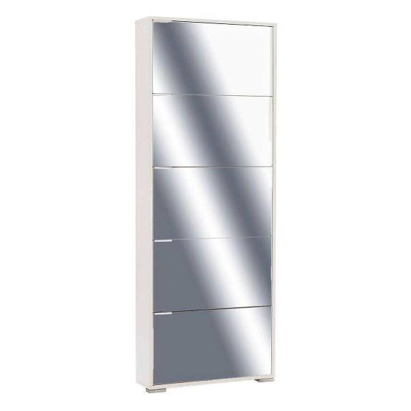 Обувница Правила мебели Вива 5С с зеркалом, 70х18х180 см, Белый / Зеркало