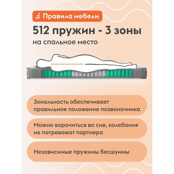 Матрас Правила мебели Нокс флекс, 90х200 см, независимые пружины, двусторонний, Белый