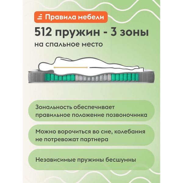 Матрас Правила мебели Нокс лайт, 90х200 см, независимые пружины, Белый
