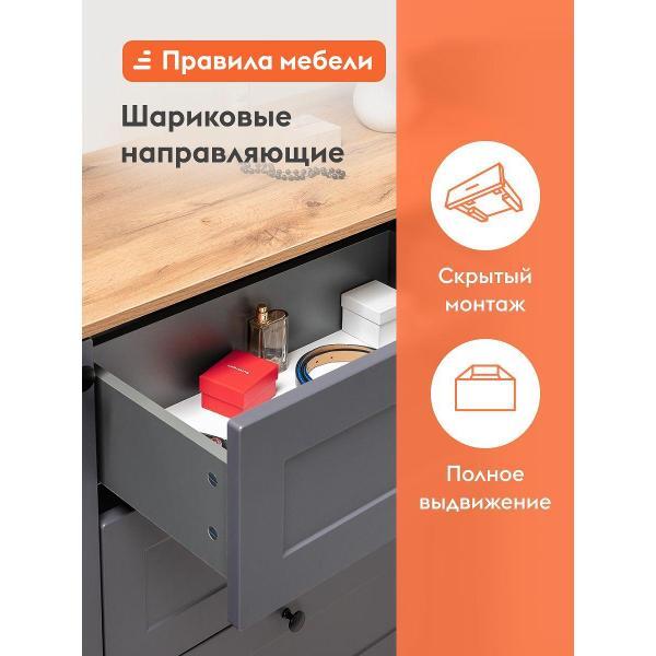 Комод Правила мебели для одежды и хранения вещей Остин с полками, с ящиками, 120х42х99 см, Серый графит / Дуб крафт золотой