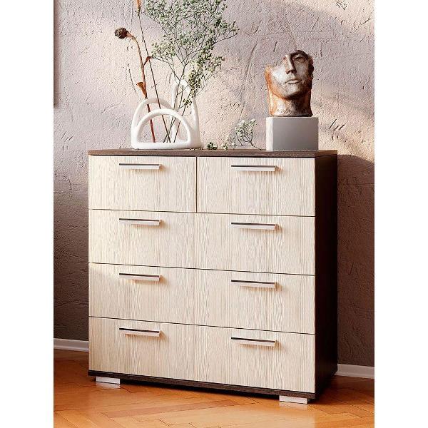 Комод Правила мебели для одежды и хранения вещей Оптима 5 с ящиками, 80х46х82.8 см, Венге / Лоредо