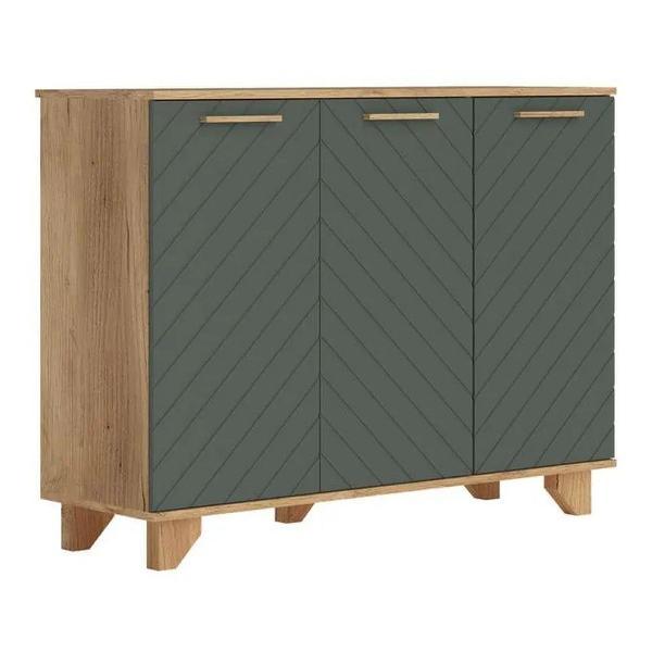 Комод Правила мебели для одежды и хранения вещей Ньерд с дверцами, с полками, 120.2х40х90 см, Дуб Вотан / Можжевельник