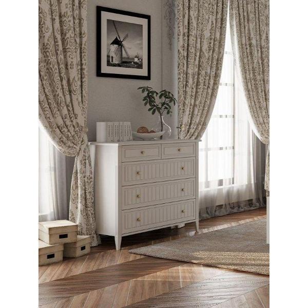 Комод Правила мебели для одежды и хранения вещей Леона с ящиками, с доводчиками, 102.8х48х90 см, Белый, ЛДСП / Белый, МДФ