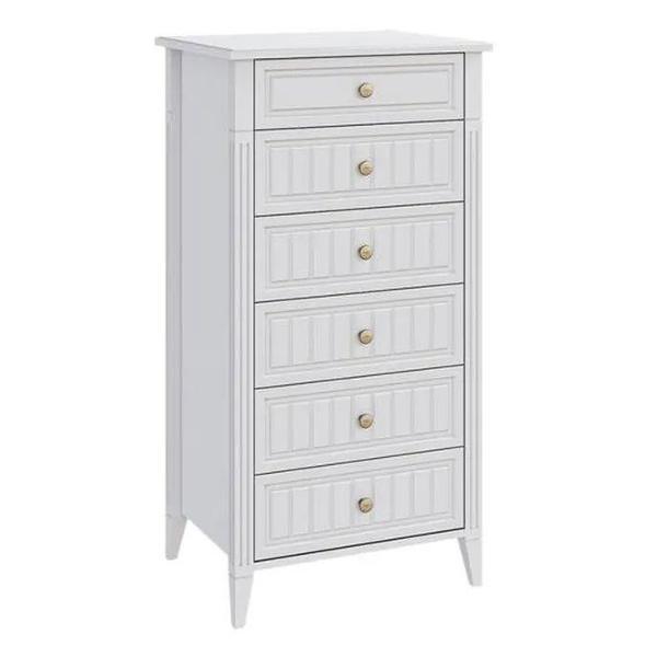 Комод Правила мебели для одежды и хранения вещей Леона с ящиками, с доводчиками, 59.4х48х115.7 см, Белый, ЛДСП / Белый, МДФ
