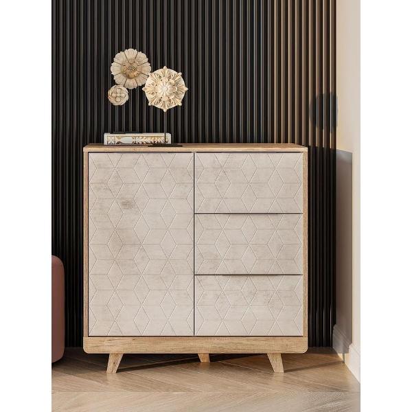 Комод Правила мебели для одежды и хранения вещей Мегаполис с полками, с ящиками, 81.8х40.4х82.8 см, Дуб Каньон / Ромбы, фрезеровка