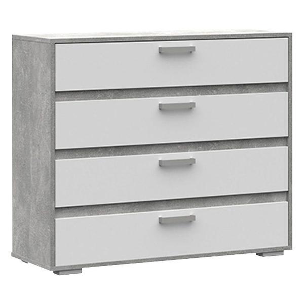 Комод Правила мебели для одежды и хранения вещей Амбер с ящиками, 99.5х35.4х83.6 см, Ателье светлый / Белый