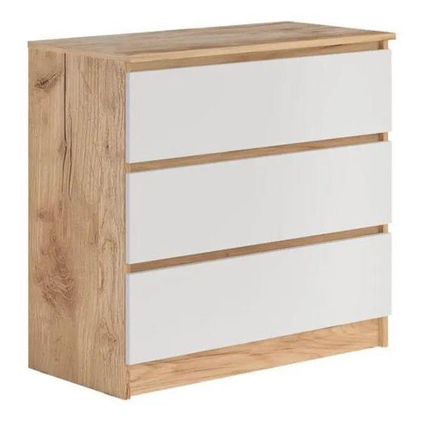 Комод Правила мебели для одежды и хранения вещей Охта Лайт с ящиками, 80.4х40х77 см, Дуб Вотан / Белый