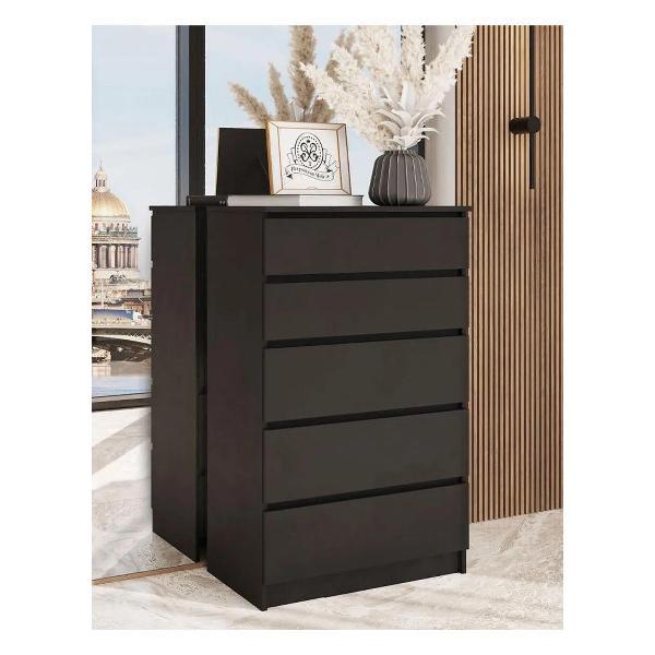 Комод Правила мебели для одежды и хранения вещей Охта Лайт с ящиками, 69.4х40х121.9 см, Антрацит