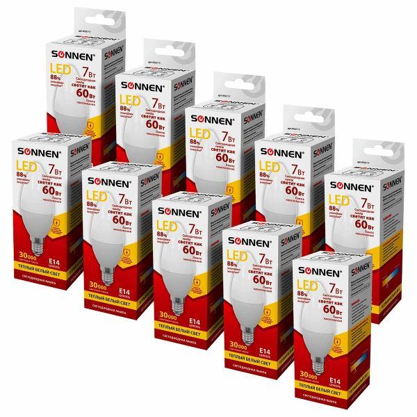 Лампочка Sonnen E14 7(60)Вт 10шт тепл бел свеча
