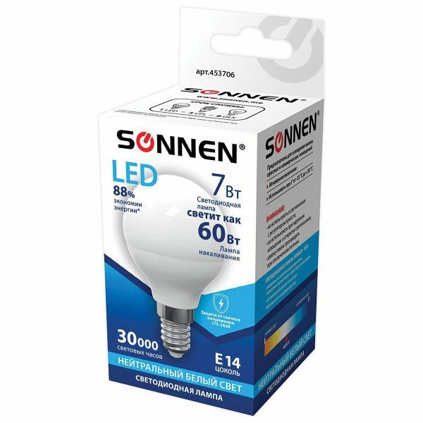Лампочка Sonnen Е14 7(60)Вт 10шт нейтр бел шар