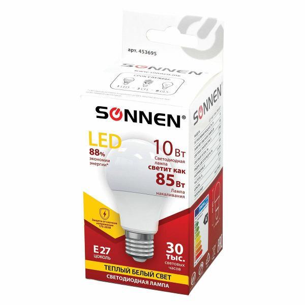Лампочка Sonnen Е27 10(85)Вт 10шт тепл бел груша
