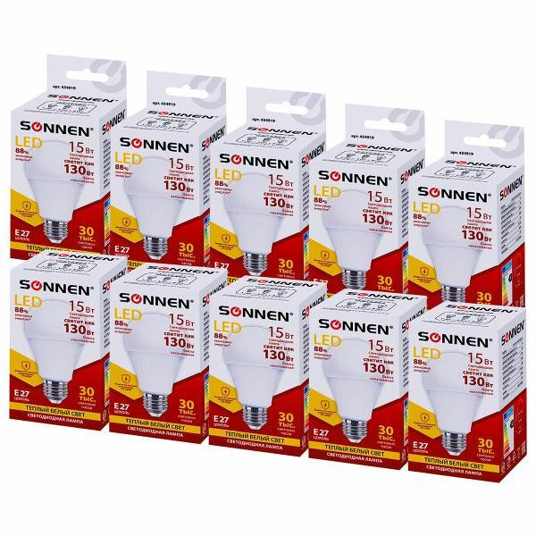 Лампочка Sonnen Е27 15(130)Вт 10шт тепл бел