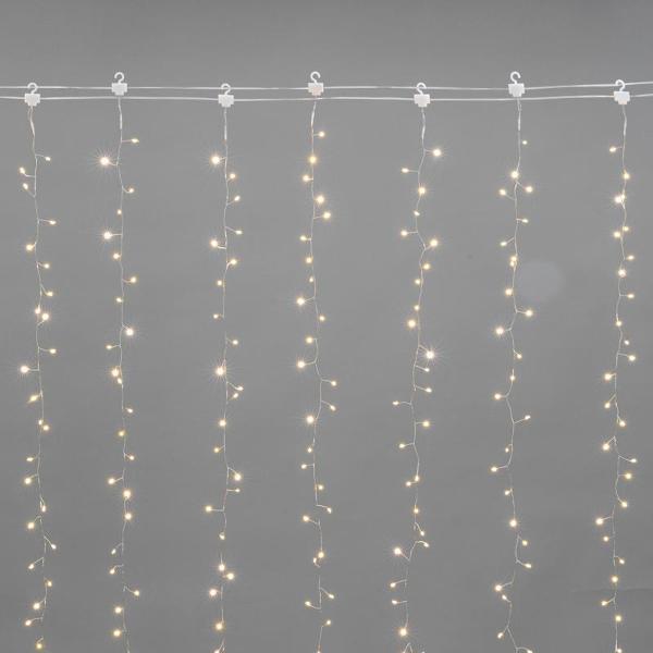 Электрогирлянда NEON-NIGHT Занавес из росы Фейерверк 3х2 м, тепло-белое свечение, 8 режимов, 600 диодов (LED-CURTAIN-230V-IN-WW)