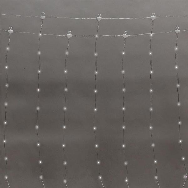 Электрогирлянда NEON-NIGHT Занавес из росы 3х3 м, белое свечение, 8 режимов, с пультом и USB, с крючками, 300 диодов (LED-CURTAIN-IN-W)