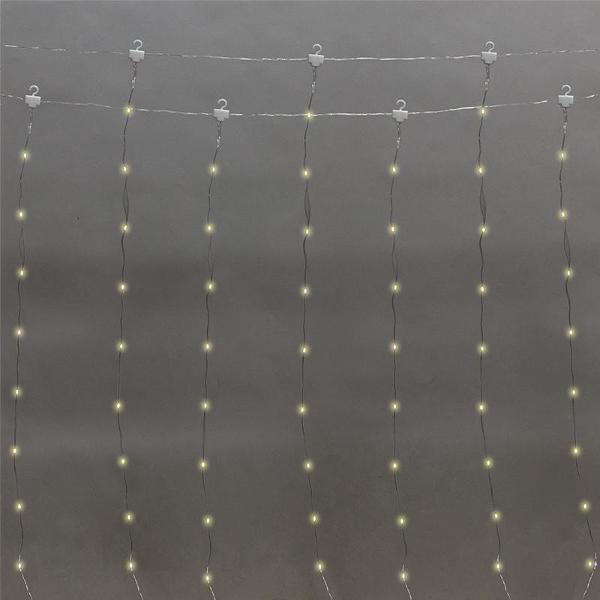 Электрогирлянда NEON-NIGHT Занавес из росы 3х3 м, тепло-белое свечение, 8 режимов, с пультом и USB, с крючками, 300 диодов (LED-CURTAIN-IN-WW)