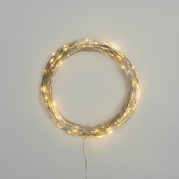 Электрогирлянда NEON-NIGHT Роса 20 м, тепло-белое свечение, 8 режимов, с пультом, 200 диодов, на батарейках (LED-DEW-OUT-WW)