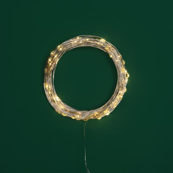 Электрогирлянда NEON-NIGHT Роса 20 м, тепло-белое свечение, 8 режимов, с пультом, 200 диодов, на батарейках (LED-DEW-OUT-WW)