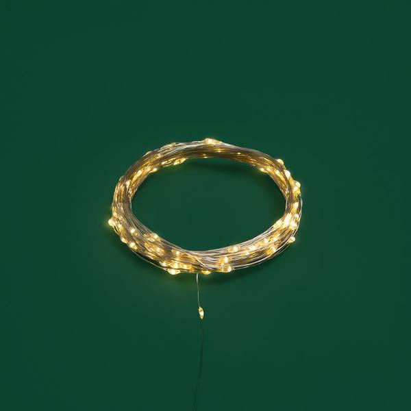 Электрогирлянда NEON-NIGHT Роса 20 м, тепло-белое свечение, 8 режимов, с пультом, 200 диодов, на батарейках (LED-DEW-OUT-WW)