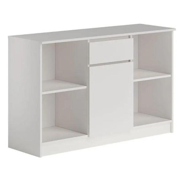 Тумба прикроватная Правила мебели под телевизор напольная Охта Лайт ТВ с полками, ящиками, 120.4х40.4х76.6 см, Белый