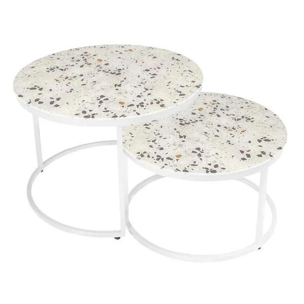 Стол журнальный Правила мебели Лори Тераццо, МДФ / Белый матовый, металл