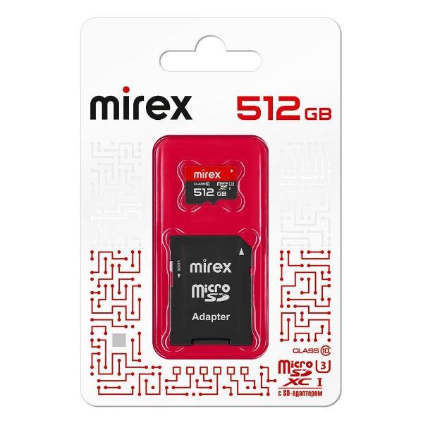 Карта памяти Mirex microSDХC с адаптером 512GB (UHS-I, U3, 10)
