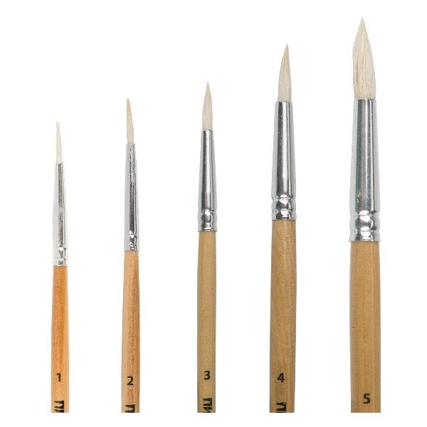 Кисть художественная Пифагор 5шт (коза №1, 2, 3, 4, 5)