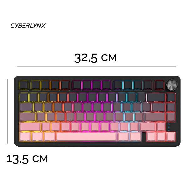 Клавиатура беспроводная CYBERLYNX RX75 Pro Розовый градиент Blue switch