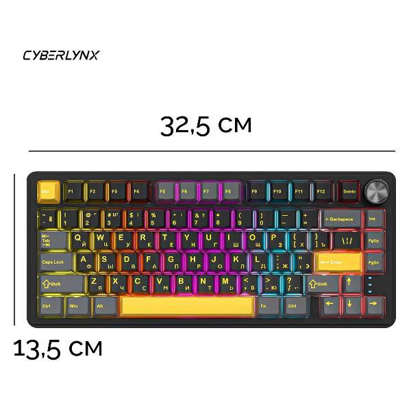 Клавиатура беспроводная CYBERLYNX RX75 Pro черный Серый Mute switch