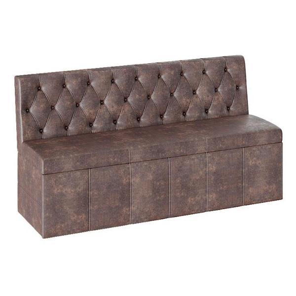 Уголок кухонный Правила мебели Никола, без подлокотников, с ящиком для хранения, 150х56х80 см, Коричневый, велюр