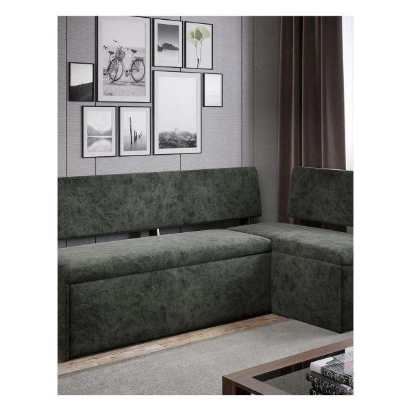 Уголок кухонный Правила мебели Монреаль раскладной, выкатной, с коробом для хранения, с подлокотниками, 195х115х79.5 см, Зеленый, ткань